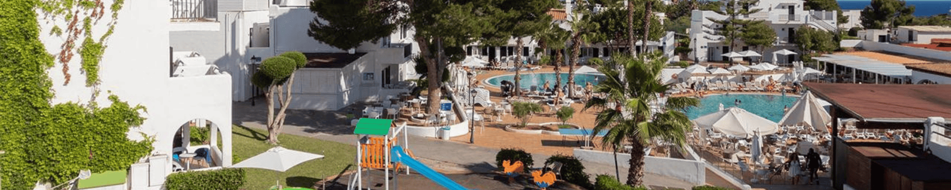 Palia hotel met palmboom en zwembad