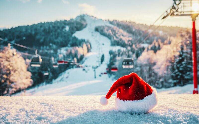 Christmas hat in the snow