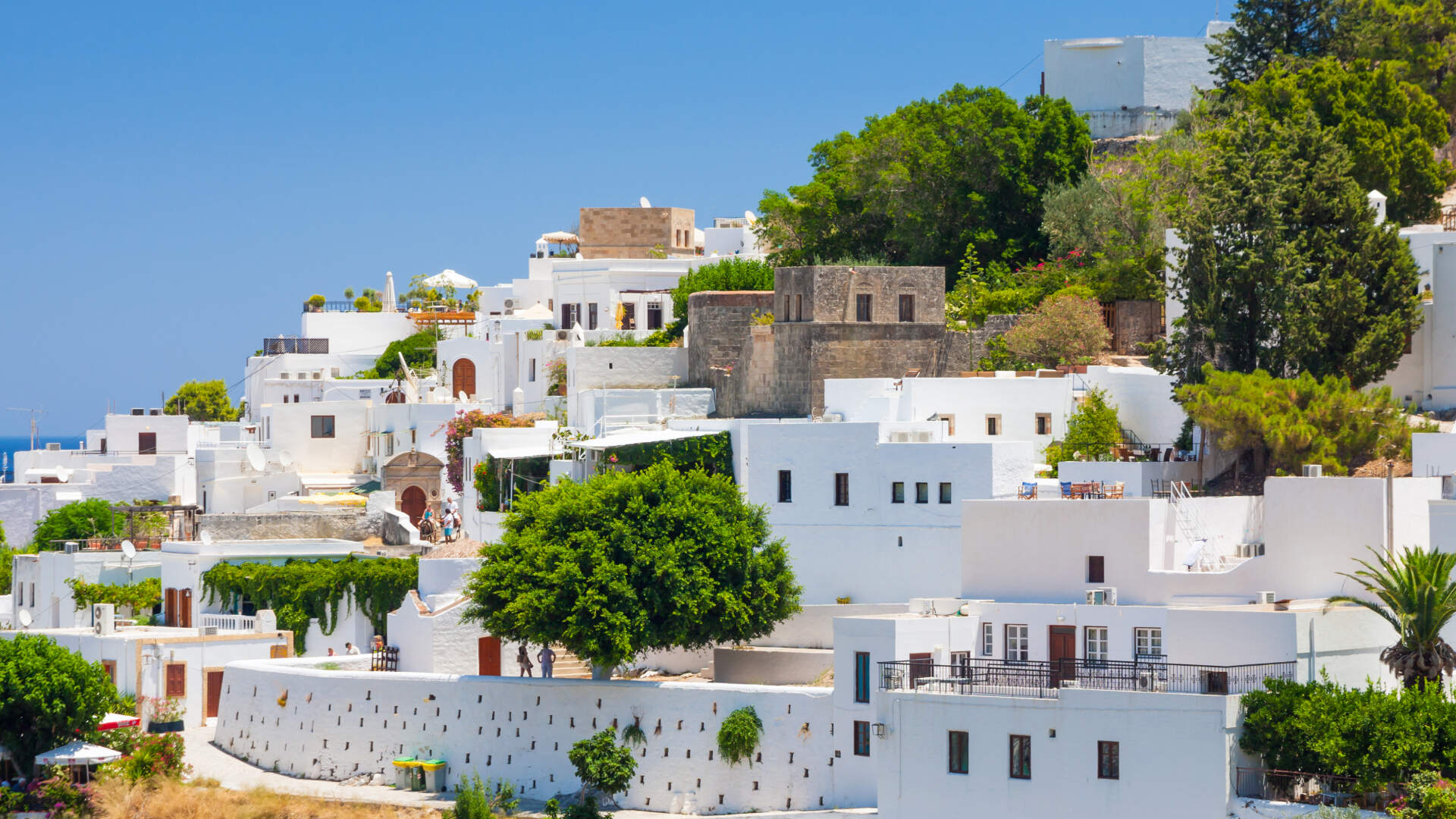 Witgeschilderde gebouwen van Rhodos Stad, Griekenland