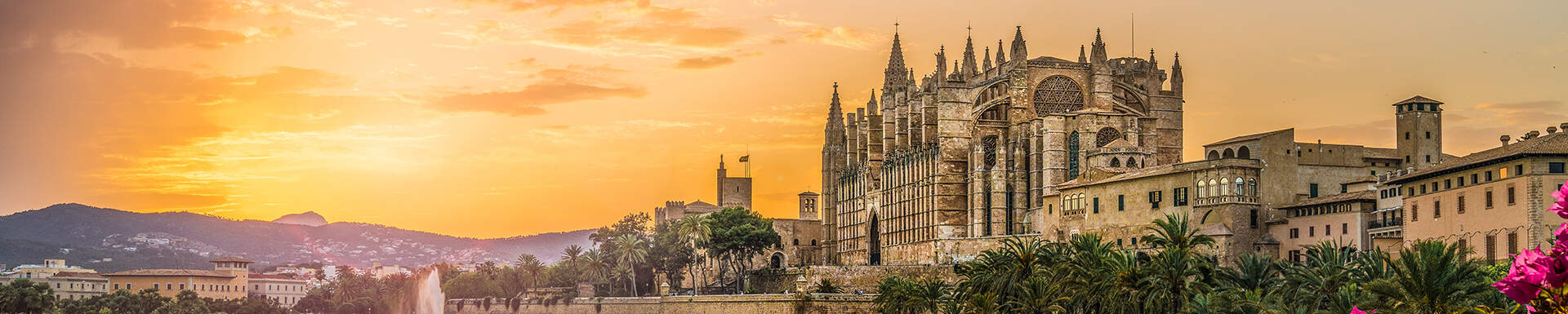 De kathedraal van Mallorca in Spanje, in de avondzon